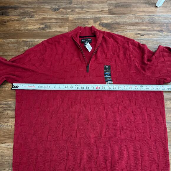 Shaquille O’Neal XLG red texture quarter zip pullover sweater 2XLT long sleeve - Picture 9 of 10